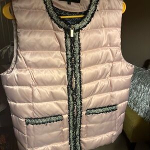 Karl Lagerfeld Pink Quilted Vest with Black Trim